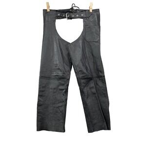 Z1R 100% Leather Chaps Men's Medium Motorcycle Biker Western Cowboy Riding 90's